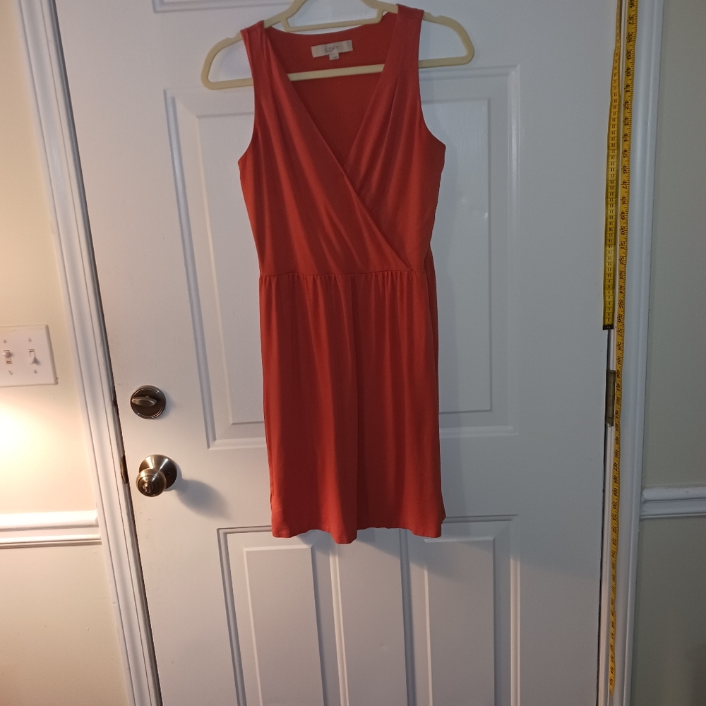 Loft Women's Orange Sleeveless Summer Dress Size S